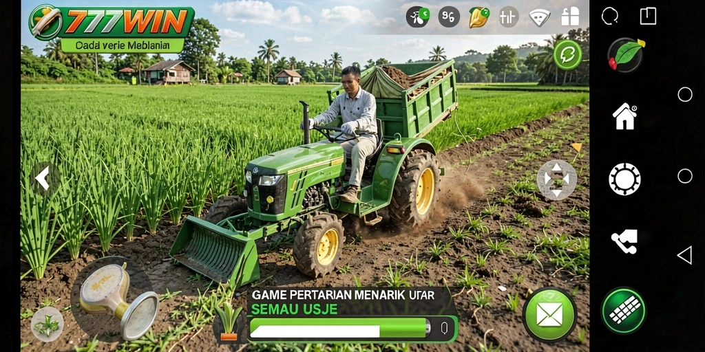 Screenshot gameplay 777WIN yang menampilkan aktivitas pertanian seru.