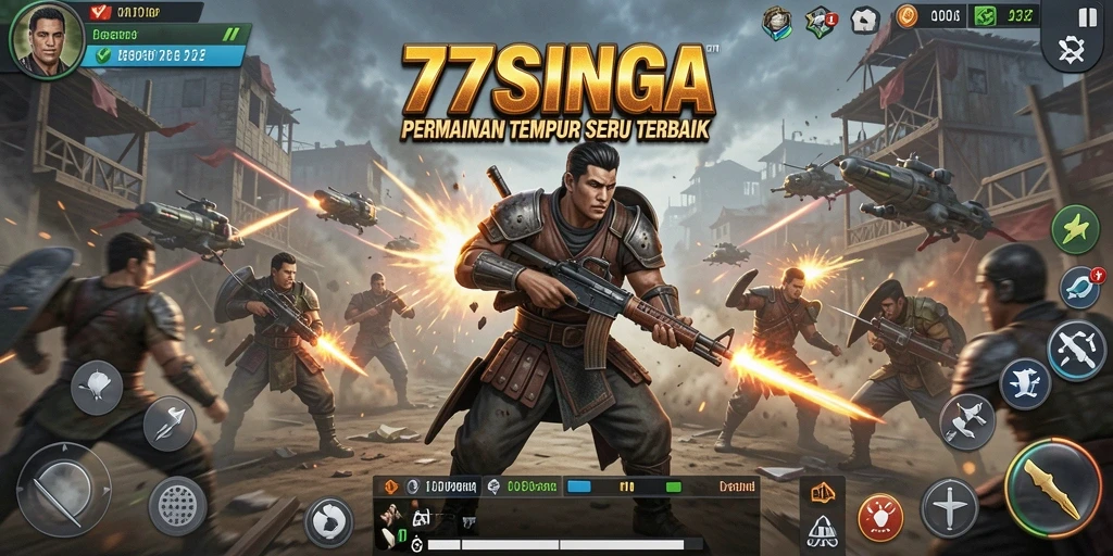 Screenshot gameplay <strong>77SINGA</strong> menunjukkan aksi tempur yang mendebarkan.