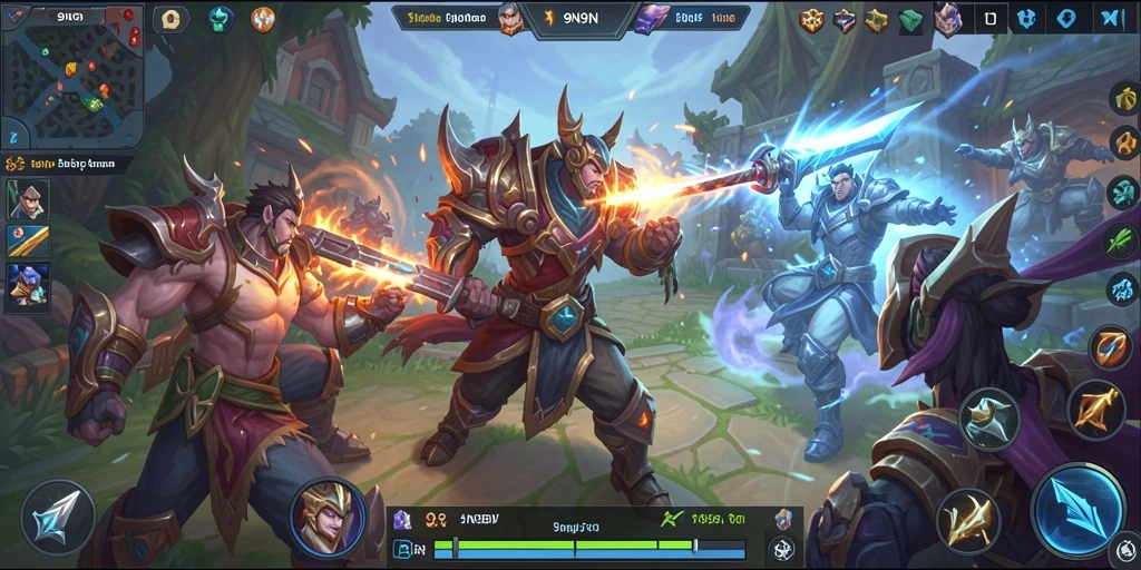 Tampak aksi intens dalam gameplay 9N9N dengan karakter yang saling bertarung.
