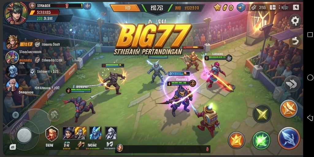 Tangkapan layar menampilkan aksi seru dalam permainan strategi BIG77.