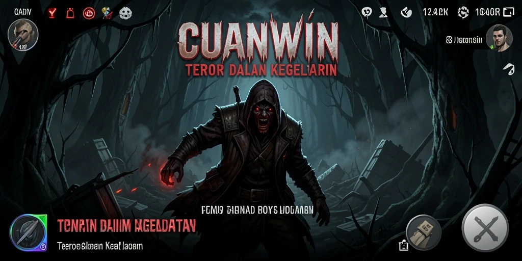 Screenshot gameplay CUANWIN menampilkan kengerian dan atmosfer mencekam.