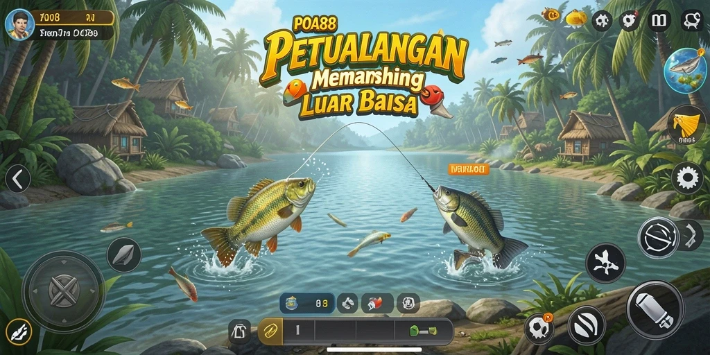 Screenshot utama POA88 menampilkan gameplay memancing yang seru.