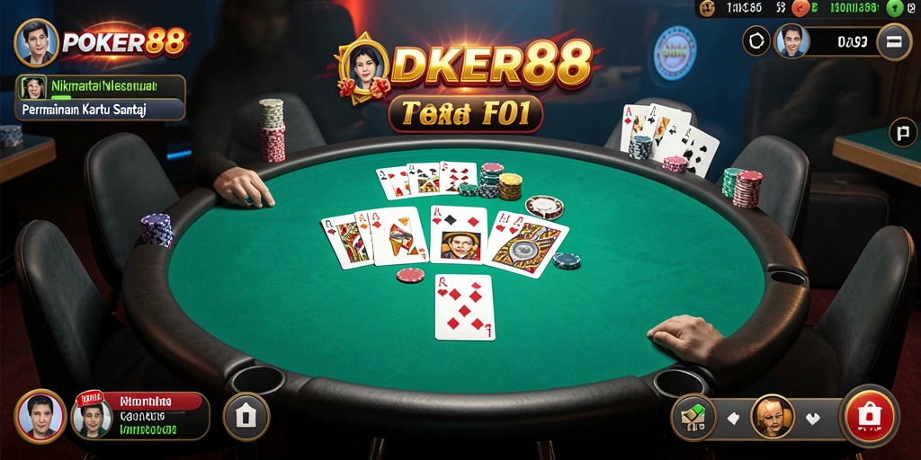 Screenshot gameplay POKER88 yang menunjukkan keseruan bermain kartu.