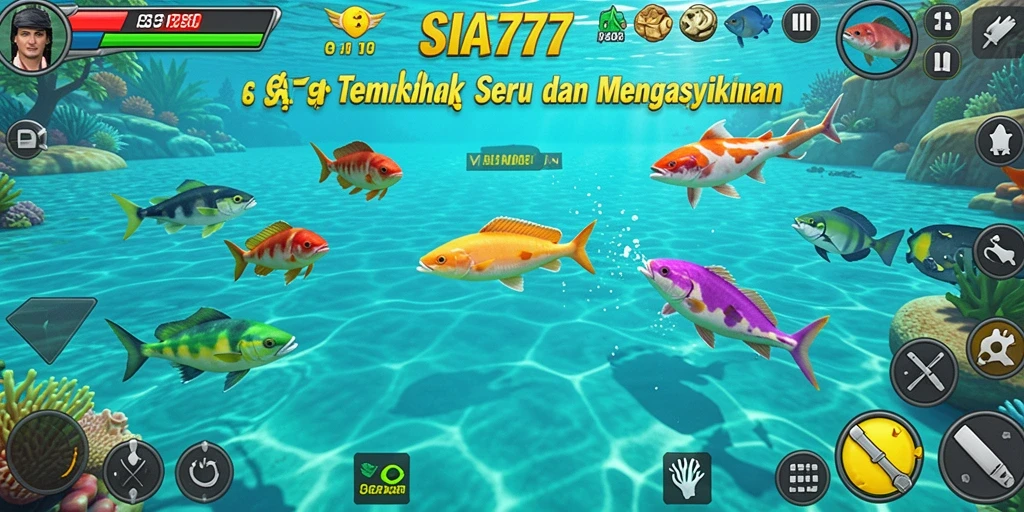 Tangkapan layar SIA777 menunjukkan aksi menembak ikan yang seru.