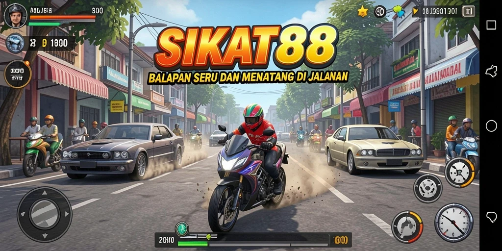 Gambar gameplay balapan mendebarkan di SIKAT88.